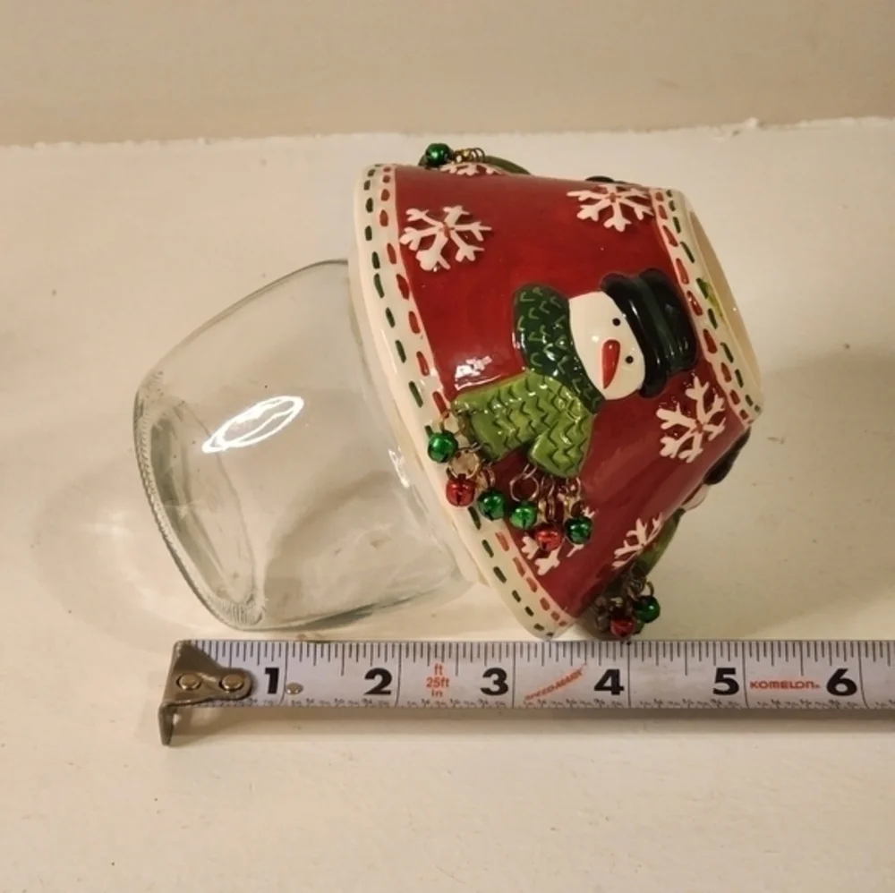 Snowman and Snowflake Medium‎ Jar Candle Topper With Jar Lot of 5
